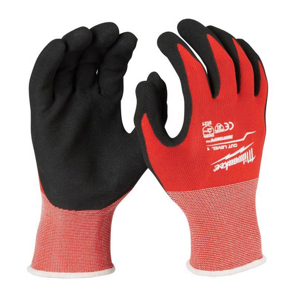 Milwaukee Cut 1 Nitrile Coated/Nylon Cut Resistant Gloves Black/Red L 1 pair