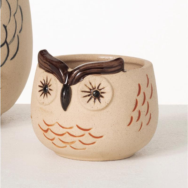 Sullivans Brown Ceramic 3 in. H Owl Planter (Pack of 2)