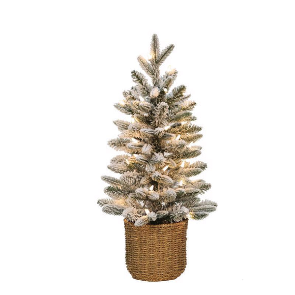 Celebrations 2 ft. Full LED 35 ct Flocked Christmas Tree (Pack of 4)