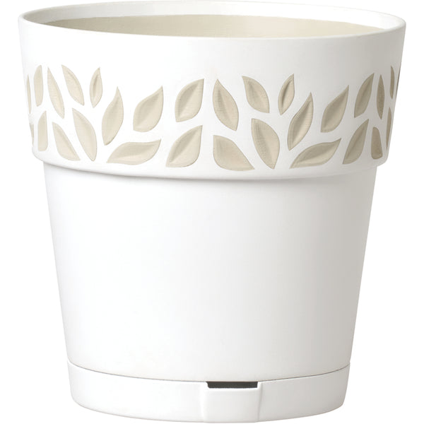 Deroma 9.9 in. D Resin Leaf Planter White (Pack of 6)