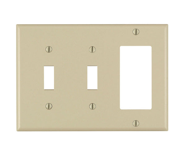 Placa de pared decorativa/conmutadora de plástico termoendurecible Leviton Ivory de 3 unidades, paquete de 1