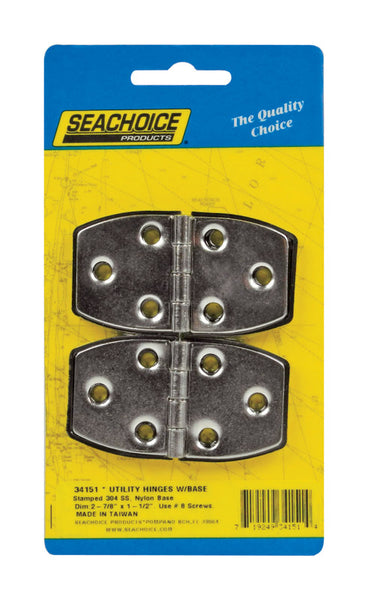 Bisagras utilitarias Seachoice de acero inoxidable pulido de 2-7/8 pulg. de largo y 1-1/2 pulg. de ancho, paquete de 2
