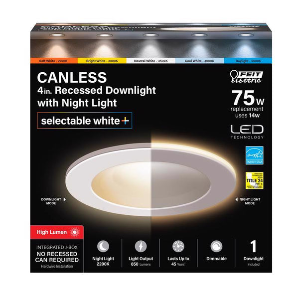 Feit LED Retrofits White 5 in. W Aluminum LED Canless Recessed Downlight 10.3 W