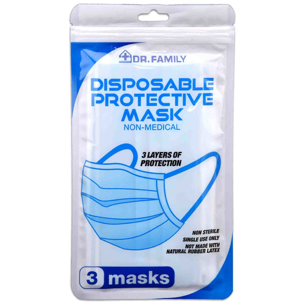 Mascarilla facial desechable, paquete de 3