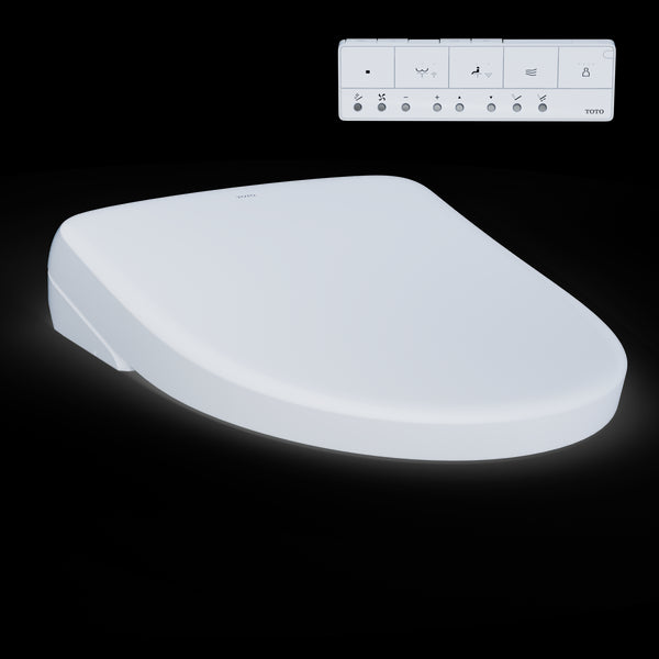 TOTO® S7A WASHLET®+ Electronic Bidet Toilet Seat with EWATER+® Bowl and Wand Cleaning, Auto Open and Close Contemporary Lid, Elongated, Cotton White - SW4736AT40#01