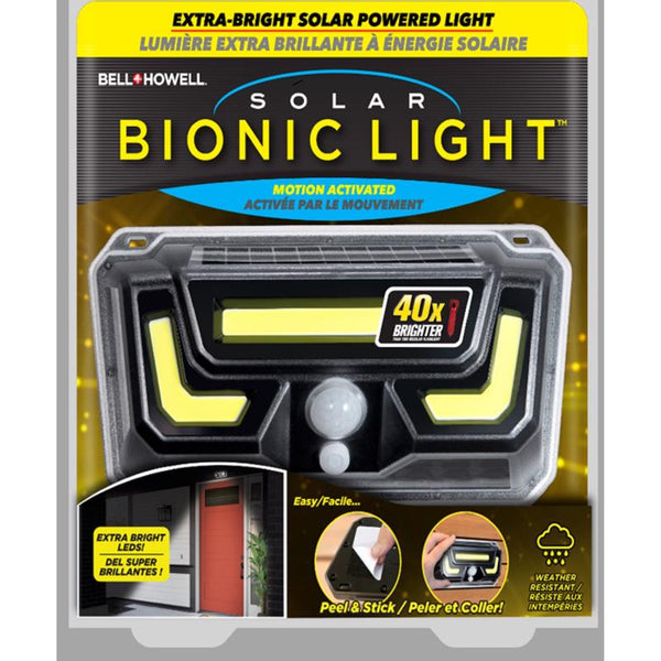 Luz de seguridad LED solar con sensor de movimiento y luz biónica de Bell & Howell, de color gris