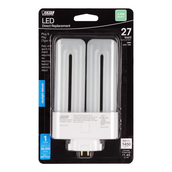 Bombilla LED Feit Tube GX24Q-1 de 4 pines, luz diurna, equivalente a 28 vatios, paquete de 1