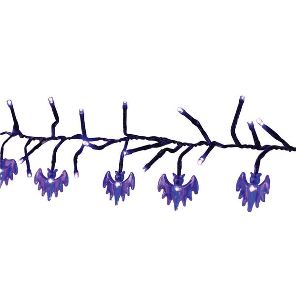 Guirnalda de luces LED de murciélago de 9 pies y 120 unidades de color morado de Celebrations