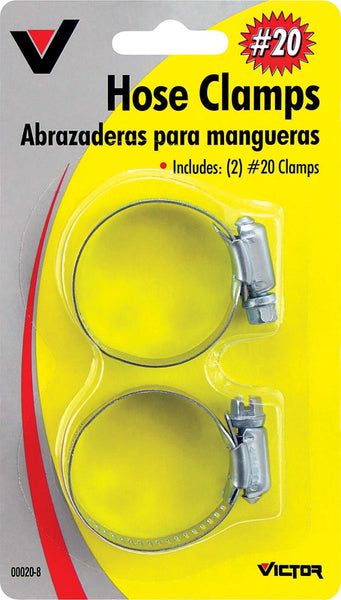 Abrazadera de manguera de plata SAE 20 de 3/4 pulg. a 1-3/4 pulg. de Victor, banda de metal