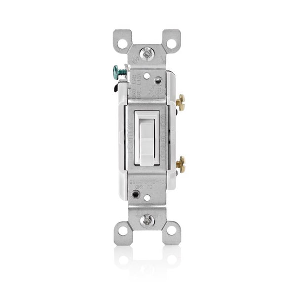 Interruptor de palanca con tratamiento antimicrobiano, unipolar, de Leviton, de 15 amperios, color blanco, paquete de 1