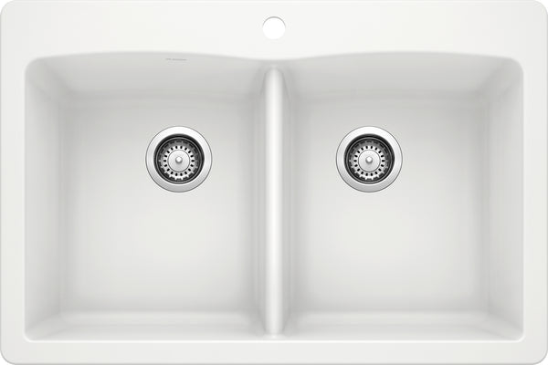 Montura doble doble con diamantes iguales - Blanco