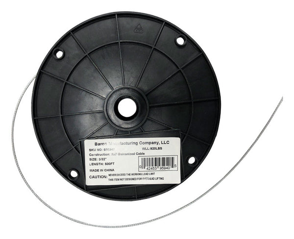 Baron Zinc Plated Galvanized Steel 0.09375 in. D X 500 ft. L Cable