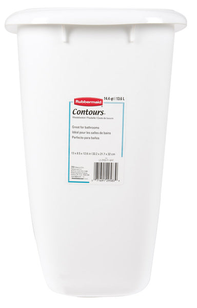 Cesto de basura con tapa abierta de color blanco de 3,5 galones de Rubbermaid (paquete de 6)