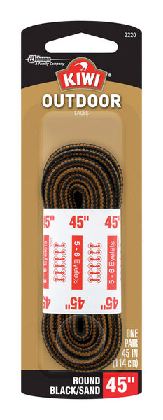 Cordones para zapatos de exterior redondos Kiwi Black and Sand de 45 L.