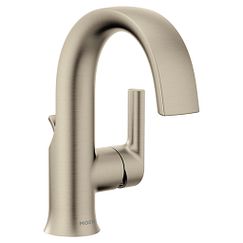 Grifo monomando de baño de arco alto en níquel cepillado