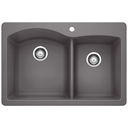 Cuenco doble Diamond de 1-3/4" con montaje en pared - Cinder