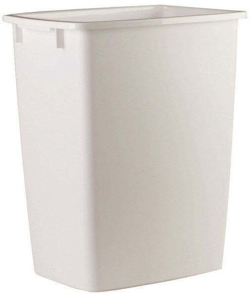 Cesto de basura con tapa abierta de 9 galones de Rubbermaid, color blanco (paquete de 6)