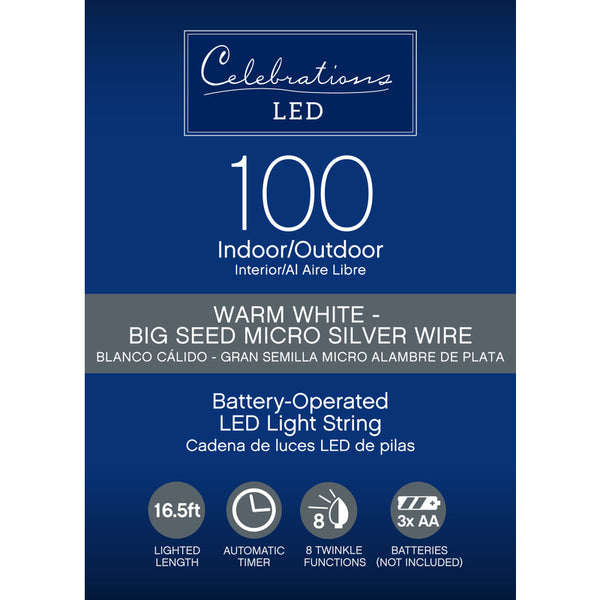 Celebrations LED Micro Dot/Fairy Clear/Warm White 100 ct String Christmas Lights 16.5 ft. (Pack of 12)