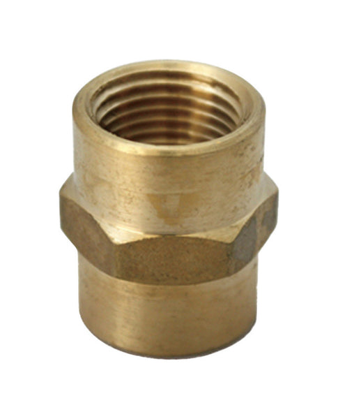JMF 3/4 in. FPT x 1/2 in. Dia. FPT Yellow Brass Reducing Coupling (Pack of 2)