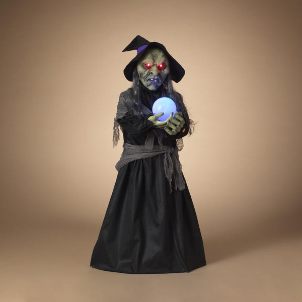 Decoración de Halloween con bruja animada iluminada de 44 pulgadas de Gerson