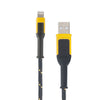 Cable de carga y sincronización USB Lightning trenzado negro/amarillo DeWalt para Apple de 10 pies de largo