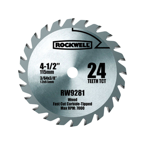 Hoja de sierra circular Rockwell Versacut de 4-1/2 pulg. DX 3/8 pulg. con punta de carburo, 24 dientes, 1 pieza - Oferta de la semana