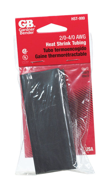 Tubo termorretráctil Gardner Bender de 1 pulg. de diámetro, color negro, paquete de 2