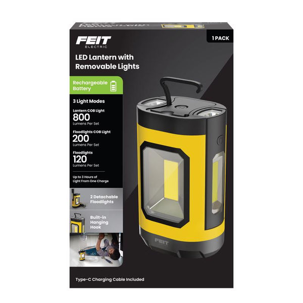 Lámpara de trabajo con gancho colgante recargable LED Feit de 1000 lm