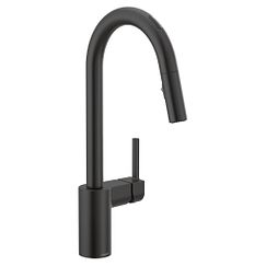 Grifo de cocina monomando de arco alto extraíble en color negro mate