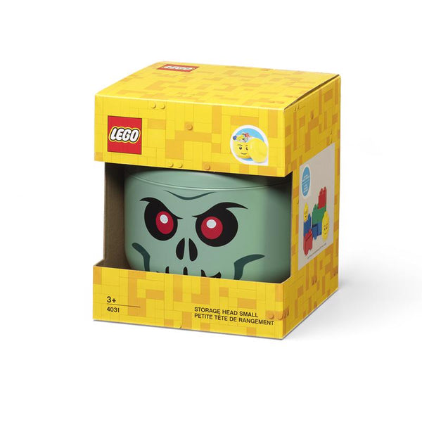 Cabeza de almacenamiento de esqueleto LEGO de plástico verde