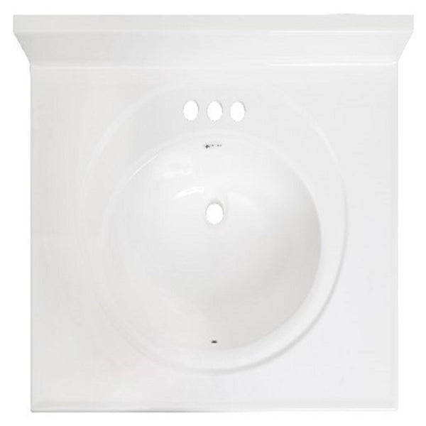 Lavabo de baño de mármol cultivado Arstar Standard de 31 pulgadas de ancho x 22 pulgadas de profundidad, color blanco