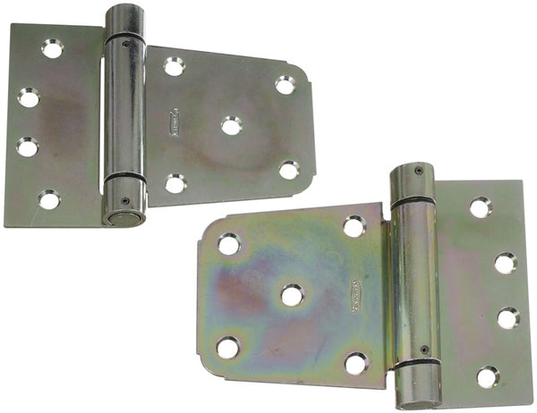 Juego de bisagras para portón de cierre automático extra pesadas de acero galvanizado de 3-1/2 pulg. de largo, de National Hardware, paquete de 1, caja abierta