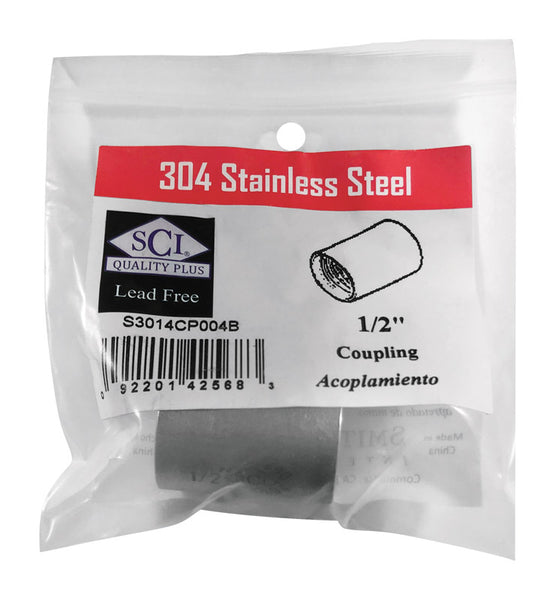 Acoplamiento de acero inoxidable Smith-Cooper de 1/2 pulg. FPT x 1/2 pulg. D FPT