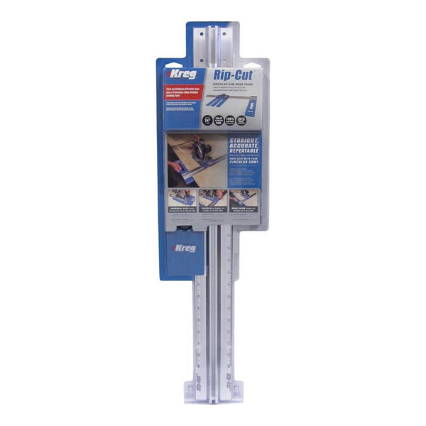 Guía de borde de sierra Kreg Rip-Cut de aluminio de 30,88 pulg. de largo x 2,5 pulg. de alto x 8,75 pulg. de ancho, azul/plateado, 1 pieza