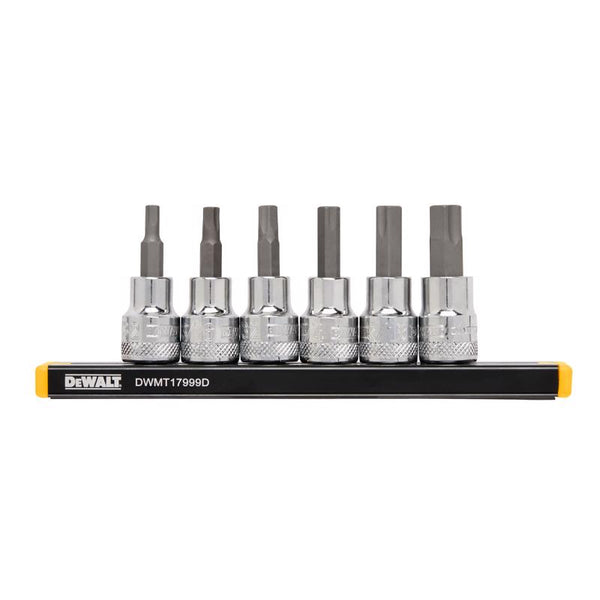 Juego de 6 dados con punta hexagonal SAE de 3/8 pulg. DeWalt