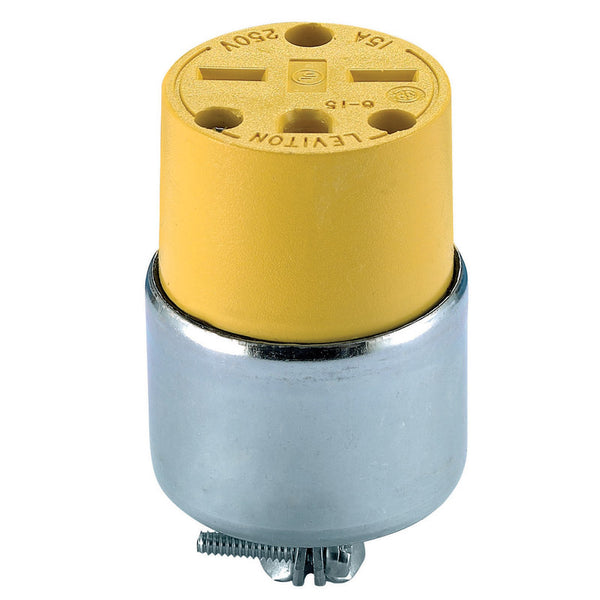 Conector de hoja recta/tierra blindado comercial Leviton 6-15R 18-12 AWG 2 polos 3 cables