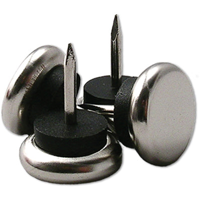 Deslizadores para muebles, base de metal niquelada, con clavos acolchados, 1,25 pulgadas, paquete de 4.