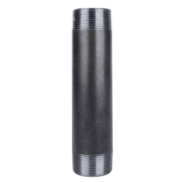 Boquilla de acero negro de 8 pulg. de largo, MIP de 1-1/2 pulg. cada una X MIP de 1-1/2 pulg. de diámetro, de STZ Industries