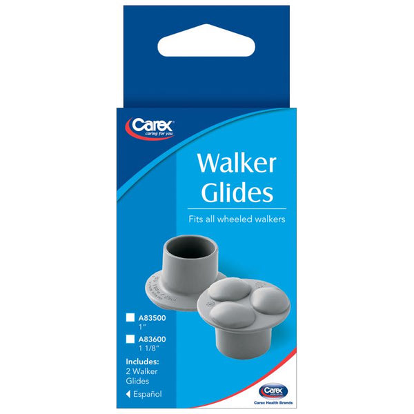 Guías para andadores Carex de plástico gris de 1,25 pulg. de alto x 2 pulg. de largo