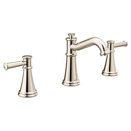 Polished nickel two-handle high arc bathroom faucet