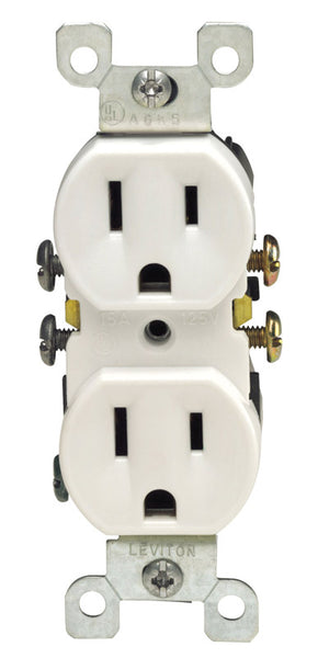 Leviton 15 amperios 125 V Duplex Blanco Tomacorriente 5-15R 1 pk