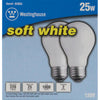 Bombilla incandescente Westinghouse A-Line A19 de 25 W, E26 (mediana), blanca suave, paquete de 2