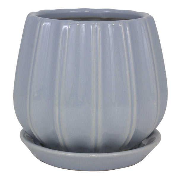 Trendspot Contour 8 in. D Ceramic Planter Blue (Pack of 2)