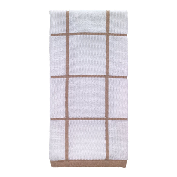 T-Fal Sand Cotton Checked Parquet Kitchen Towel (Pack of 6)