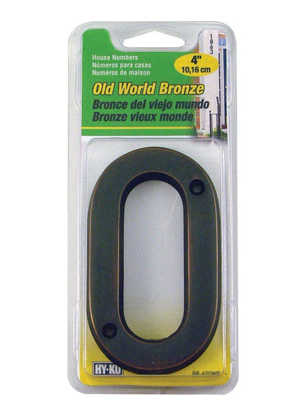 Hy-Ko 4 in. Metal Bronze 0 Number Nail-On (Pack of 3)