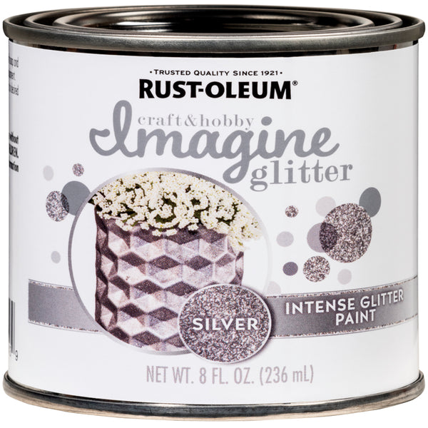 Pintura con purpurina a base de agua para interiores Rust-Oleum Imagine Glitter Silver, 50 g/l, 8 oz (paquete de 4)
