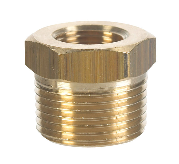 JMF 1/2 in. MPT x 3/8 in. Dia. FPT Yellow Brass Hex Bushing (Pack of 10)