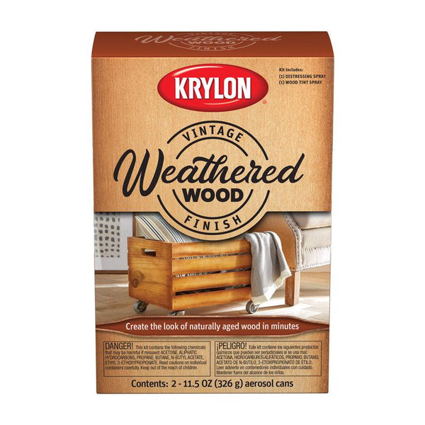 Kit de pintura para madera desgastada con acabado vintage de Krylon, 11,5 oz (paquete de 2).