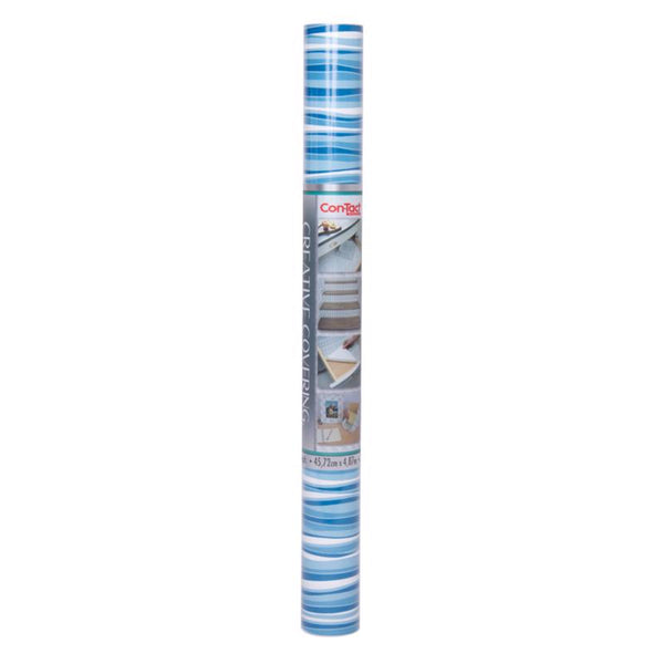 Con-Tact 16 ft. L X 18 in. W Blue/White Stripes Self-Adhesive Shelf Liner (Pack of 6)