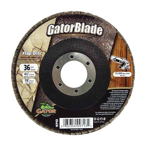 Disco de láminas Gator de óxido de aluminio y circonio de 4-1/2 pulg. de diámetro x 7/8 pulg., grano 36, paquete de 1